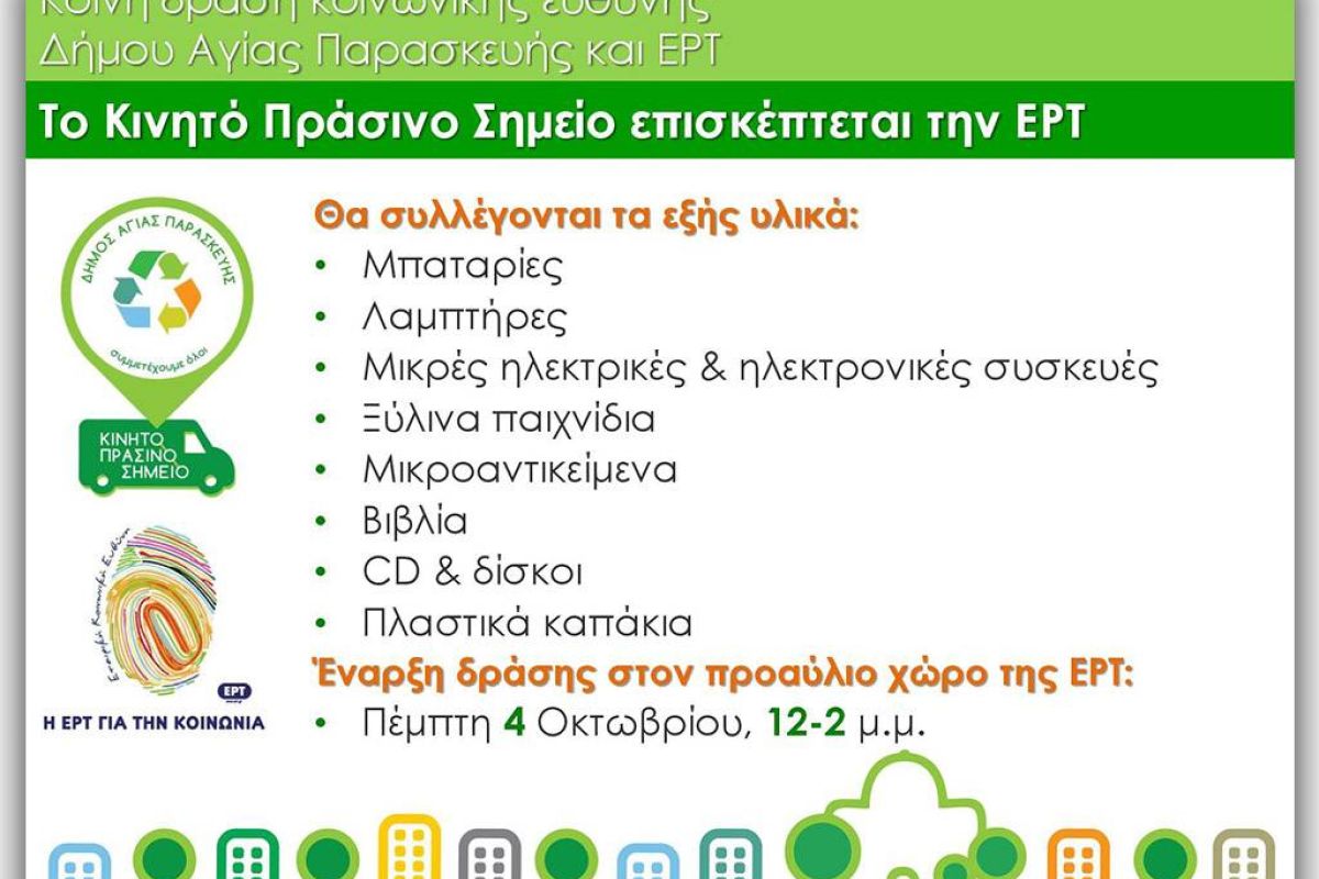 ΣυμμΕΡΤεχω: Δράση Κοινωνικής Ευθύνης  της ΕΡΤ – Δήμου Αγίας Παρασκευής