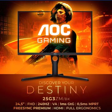Η AGON by AOC παρουσιάζει μια esports οθόνη 24,5″, με ζωντανή εικόνα, υψηλή αντίθεση και 240 Hz