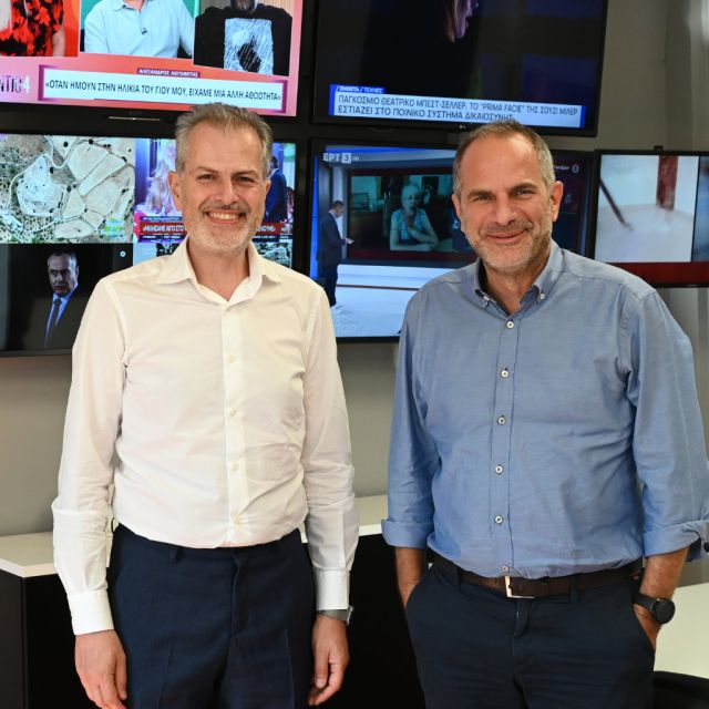 Ο νέος πρόεδρος της ΕΡΤ, Γιάννης Παπαδόπουλος, στο Ραδιομέγαρο