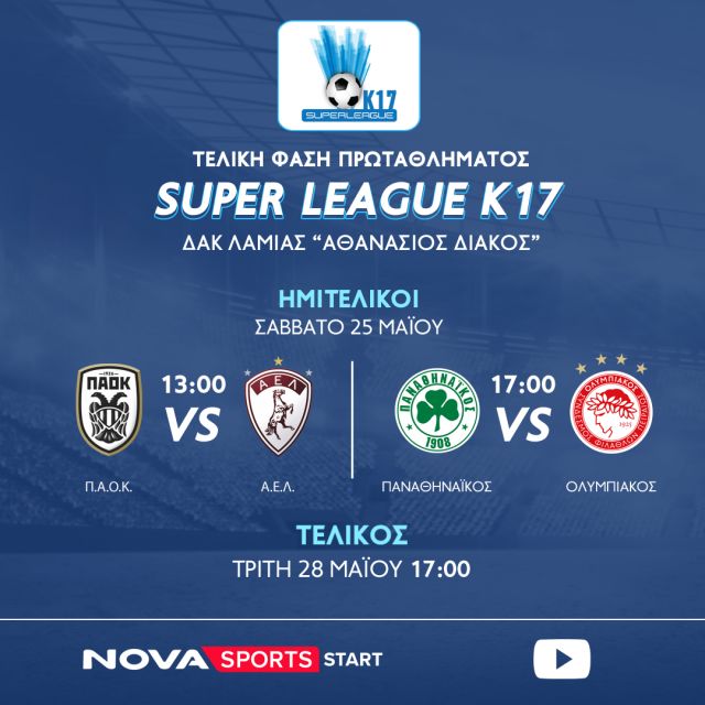 H «κούπα» της Super League K17, το φινάλε της LaLiga EA Sports, τα μπαράζ στη Bundesliga και τα Globe Soccer Awards στο Novasports!