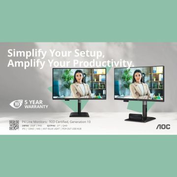 Η AOC παρουσιάζει τις οθόνες Professional P4, TCO Certified gen 10 και πρακτικά USB