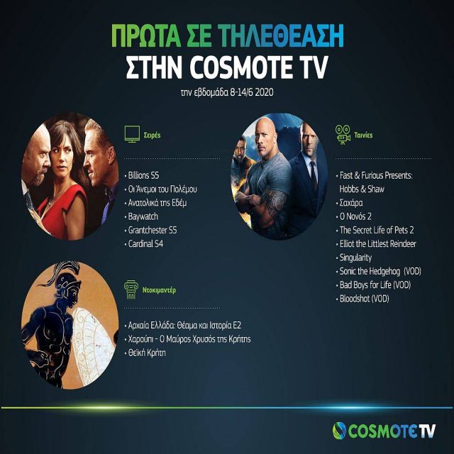 COSMOTE TV: Ξεχώρισαν σε τηλεθέαση την εβδομάδα 8-14/6