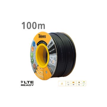 TELEVES 215501 Coaxial T100plus Cu/Cu Fca PE Black 100m