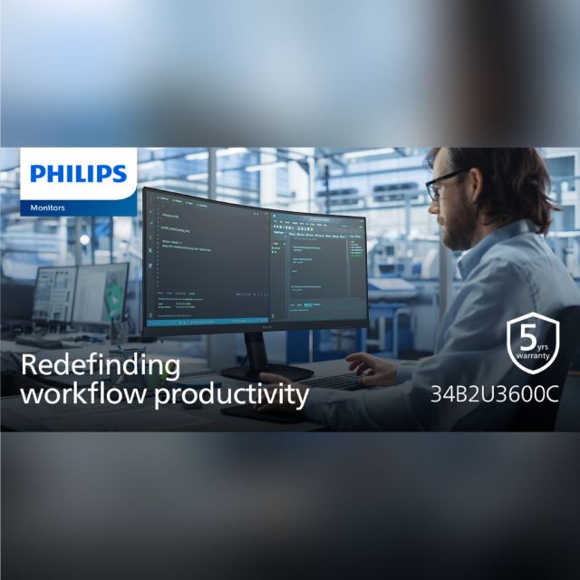 Philips 34B2U3600C: Γνωρίστε την πρώτη οθόνη Philips με 5ετή εγγύηση και πιστοποίηση TCO Certified, γενιάς 10