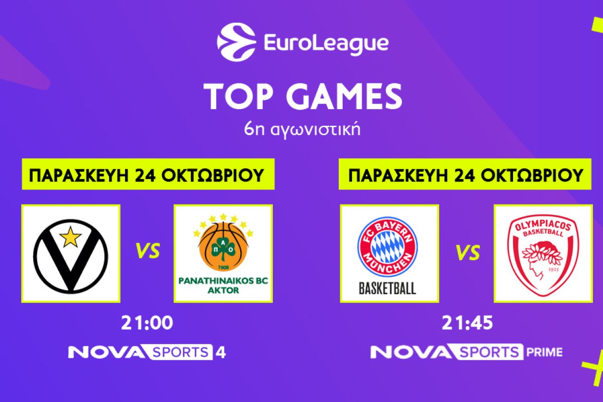 Πλούσιο μπασκετικό θέαμα με EuroLeague, EuroCup και Αθηναϊκό Qualco στο παρκέ του Novasports!