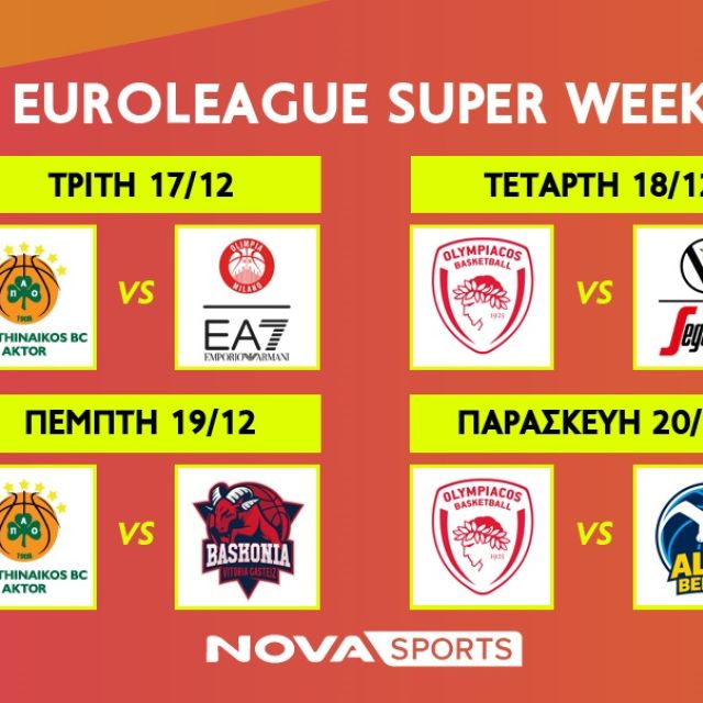 EuroLeague: Η «Διαβολοβδομάδα» No5 επί ελληνικού εδάφους στο παρκέ του Novasports!