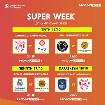 Η πρώτη «διαβολοβδομάδα» της EuroLeague στο παρκέ του Novasports!