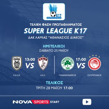 H «κούπα» της Super League K17, το φινάλε της LaLiga EA Sports, τα μπαράζ στη Bundesliga και τα Globe Soccer Awards στο Novasports!