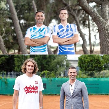 Ο Περικλής Ηλίας και ο Στέφανος Τσιτσιπάς στον «ΔΡΟΜΟ ΓΙΑ ΤΟ ΤΟΚΙΟ-Team Hellas» με τον Γιώργο Καπουτζίδη