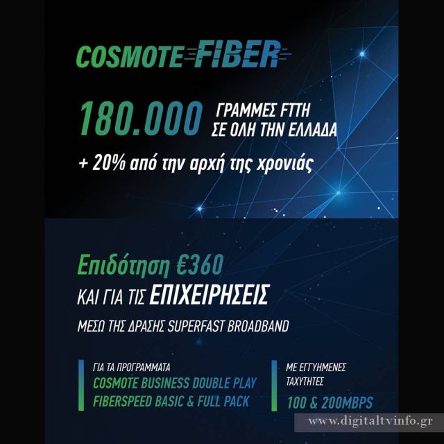 COSMOTE Fiber: έφτασαν τις 180.000 σε όλη την Ελλάδα