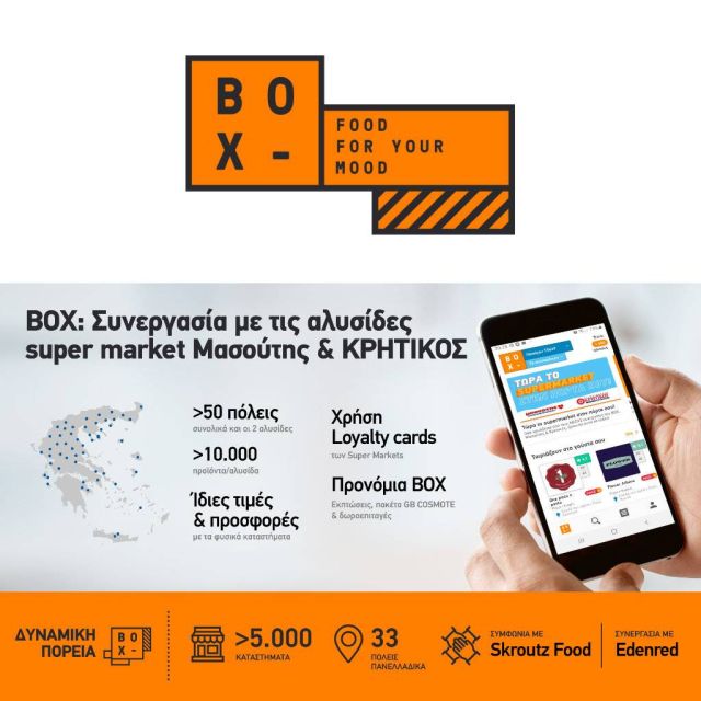 BOX: Συνεργασία με τις αλυσίδες «Μασούτης» & «ΚΡΗΤΙΚΟΣ» για online delivery προϊόντων σούπερ μάρκετ
