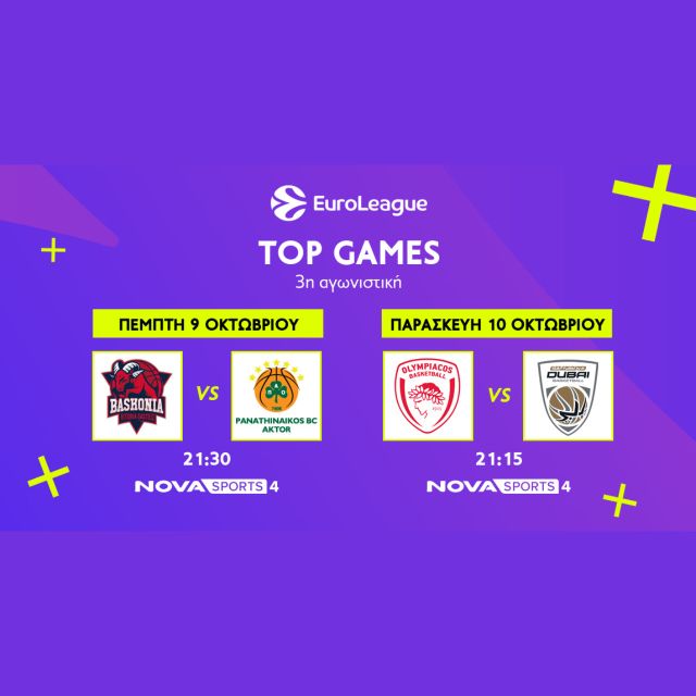 Μπασκετική πανδαισία με EuroLeague, EuroCup και Αθηναϊκό Qualco στο παρκέ του Novasports!