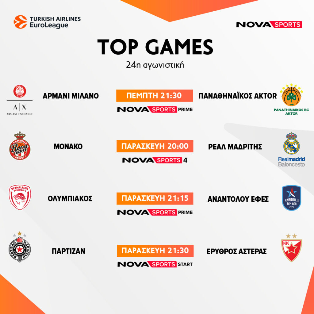 EUROLEAGUE 24η ΑΓΩΝΙΣΤΙΚΗ 1080X1080