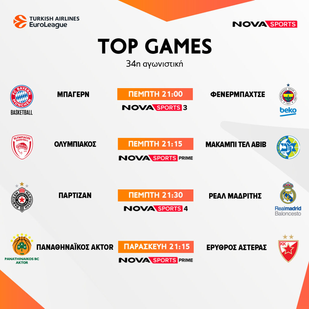 EUROLEAGUE 34η ΑΓΩΝΙΣΤΙΚΗ 1080X1080